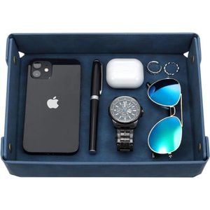 Faux Leather Valet Tray Organizer for Men -Catch-All Tray for Entryway Table Key